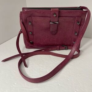 Botkier Light Burgundy Leather Crossbody Bag Studded Accent Adjustable Strap